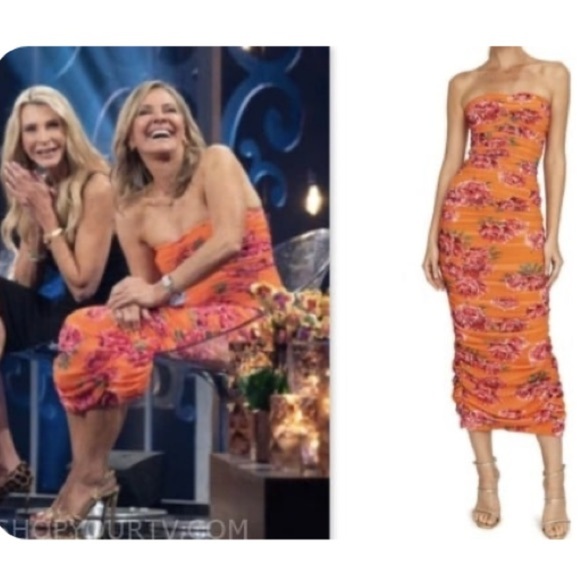 Sau Lee NWT Farrah Dress Floral Ruched Midi Sz 4 Maximalist Mob Wife Romantic - Picture 14 of 16